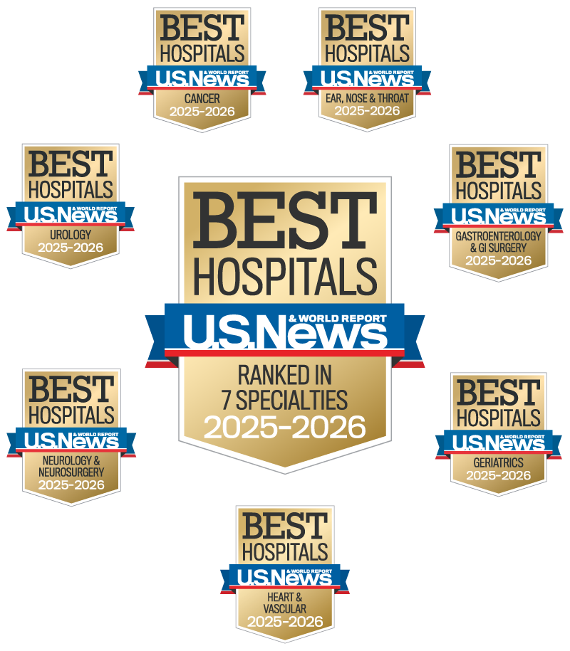 U.S. News & World Report Best Hospitals Badge Ranked in 7 Specialties 2025-26